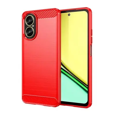 Realme C67 4G, Szilikon tok, közepesen ütésálló, szálcsiszolt, karbon minta, piros