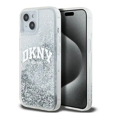 DKNY Liquid Glitter Arch Logo iPhone 15 hátlap tok, átlátszó