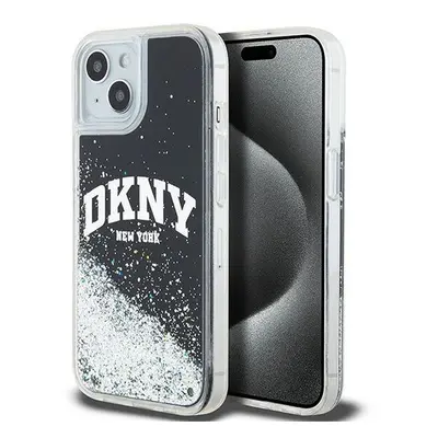 DKNY Liquid Glitter Arch Logo iPhone 15 hátlap tok, fekete