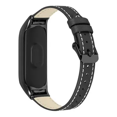 Xiaomi Mi Smart Band 7, valódi bőr pótszíj, fekete