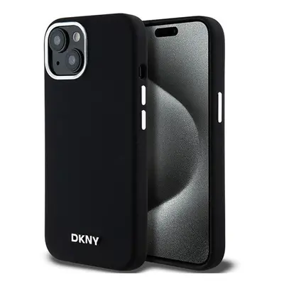 DKNY Liquid Silicone Small Metal Logo Apple iPhone 13 / 14 / 15 Magsafe hátlap tok, fekete