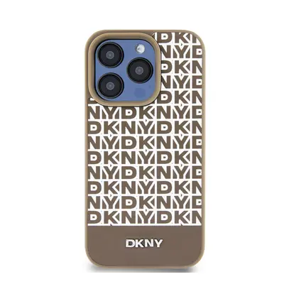 DKNY PU Leather Repeat Pattern Bottom Stripe Apple Iphone 15 Pro Magsafe kompatibilis hátlap tok