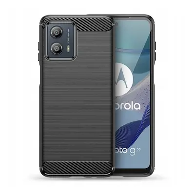 Motorola Moto G53, Szilikon tok, közepesen ütésálló, szálcsiszolt, karbon minta, fekete