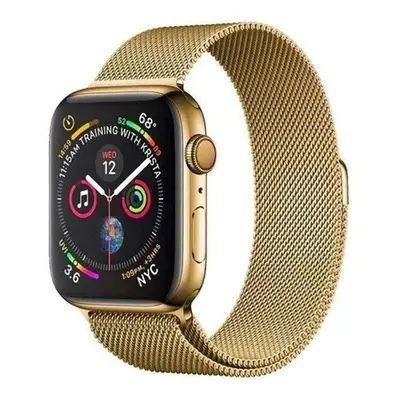 Apple Watch 7-8 (45 mm), fém pótszíj, mágneses zár, milánói stílus, arany