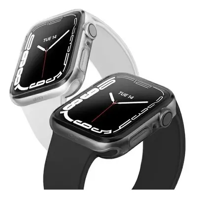 Apple Watch 7-8 (45mm), Szilikon védőkeret, szíj nélkül, Uniq Glass Dual Pack, átlátszó/füst, 2 