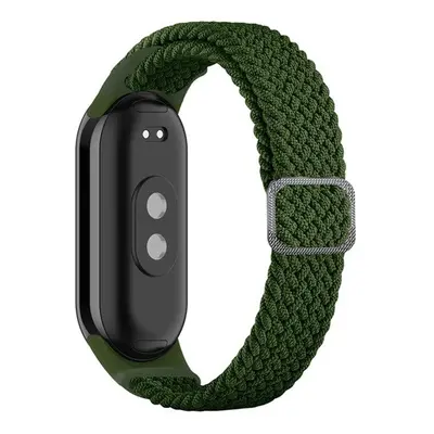 Xiaomi Mi Smart Band 8, textíl pótszíj, állítható, szőtt stílusú, sötétzöld