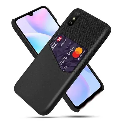 Xiaomi Redmi 9A / 9AT / 9i, Műanyag hátlap védőtok, közepesen ütésálló, textil bevonat, bőrhatás