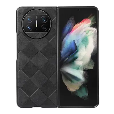 Huawei Mate X3, Műanyag hátlap védőtok, közepesen ütésálló, bőrhatású hátlap, 3D négyzet minta, 