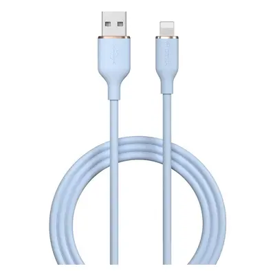 USB töltő- és adatkábel, Lightning, 120 cm, 2400 mA, Devia Jelly, EC630, világoskék