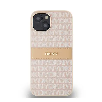 DKNY PU Leather Repeat Pattern Tonal Stripe Apple iPhone 14 hátlap tok, rózsaszín