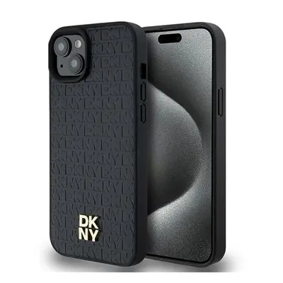 DKNY PU Leather Repeat Pattern Stack Logo Apple iPhone 15 Plus Magsafe kompatibilis hátlap tok, 