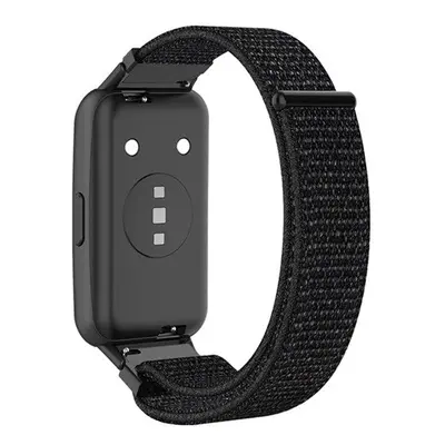 Huawei Band 7 / Honor Band 7, textíl pótszíj, nylon, tépőzáras, állítható, légáteresztő, fekete