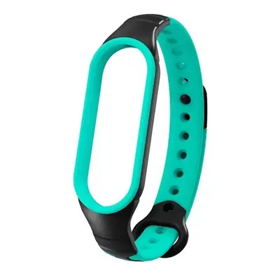 Xiaomi Mi Band 6, szilikon pótszíj, lyukacsos, légáteresztő, fekete/türkiz