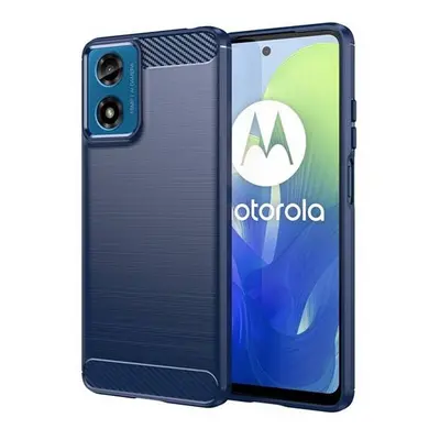 Motorola Moto G04 / G24, Szilikon tok, közepesen ütésálló, szálcsiszolt, karbon minta, sötétkék