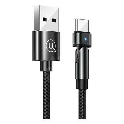 USB töltő- és adatkábel, USB Type-C, 100 cm, 2000 mA, 180 fokban forgatható fej, LED-es, cipőfűz