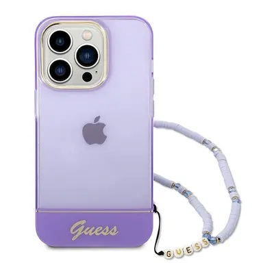 Guess Translucent Pearl Strap Apple iPhone 14 Pro hátlap tok , lila