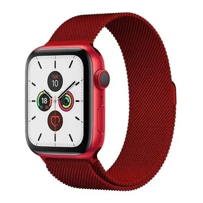 Apple Watch 1-6, SE, SE (2022) (42 / 44 mm), fém pótszíj, mágneses zár, milánói stílus, piros