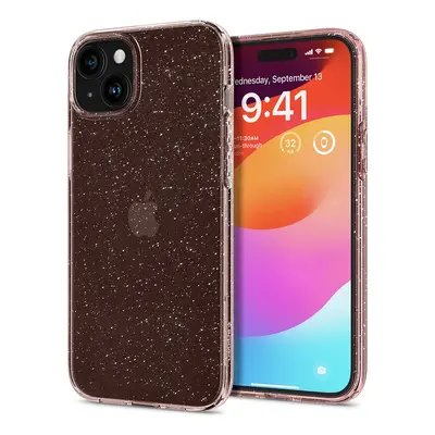 Apple iPhone 15 Plus, Szilikon tok, Spigen Liquid Crystal Glitter, átlátszó/vörösarany