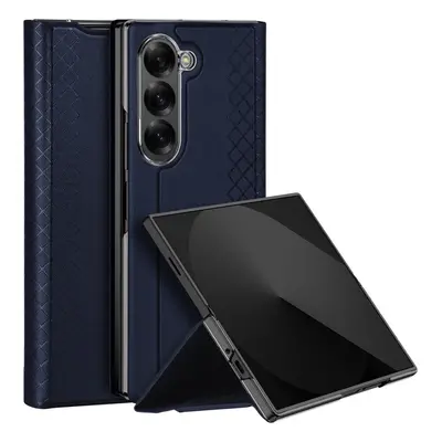 Samsung Galaxy Z Fold6 SM-F956B, Műanyag hátlap védőtok, bőr hátlap, Dux Ducis Bril, sötétkék