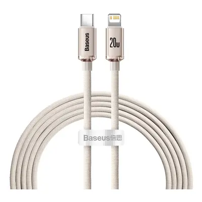 USB Type-C töltő- és adatkábel, Lightning, 200 cm, 20W, gyorstöltés, PD, cipőfűző minta, Baseus 