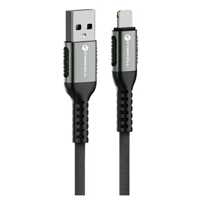 USB töltő- és adatkábel, Lightning, 120 cm, 2400 mA, 12W, törésgátlóval, gyorstöltés, cipőfűző m