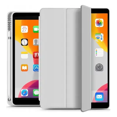 Apple iPad 10.2 (2019 / 2020 / 2021), mappa tok, Apple Pencil tartóval, Smart Case, világosszürk