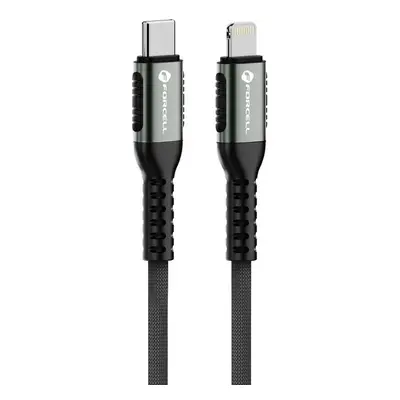 USB Type-C töltő- és adatkábel, Lightning, 120 cm, 3000mA, 27W, törésgátlóval, gyorstöltés, PD, 