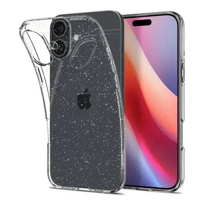 Apple iPhone 16, Szilikon tok, Spigen Liquid Crystal Glitter, átlátszó