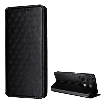 Xiaomi Redmi Note 13 5G, Oldalra nyíló tok, bőrhatású, stand, Teljes 3D rombusz minta, prémium, 