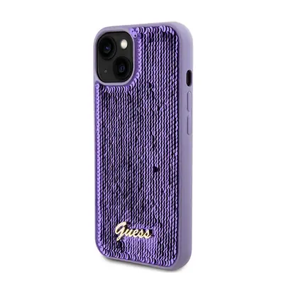 Guess Sequin Script Logo iPhone 13 tok, lila