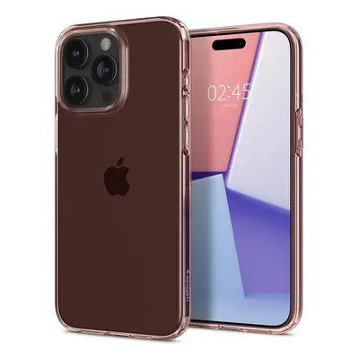 Apple iPhone 15 Pro Max, Szilikon tok, Spigen Crystal Flex, átlátszó/vörösarany