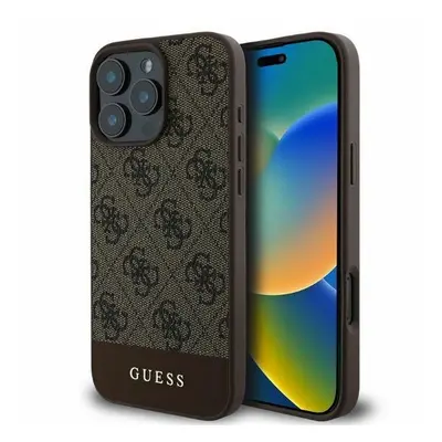 Guess 4G Bottom Stripe Apple iPhone 16 Pro Max hátlap tok, barna