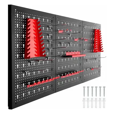 Fém, fali szerszámtartó panel kampókkal és tárolókkal