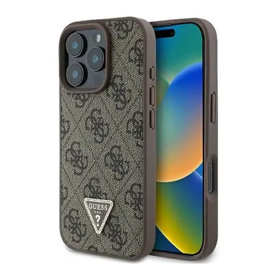 Guess 4G Strass Triangle Metal Logo Apple iPhone 16 Pro Max hátlap tok, barna