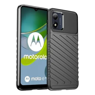 Motorola Moto E13, Szilikon tok, közepesen ütésálló, domború csíkos minta, fekete