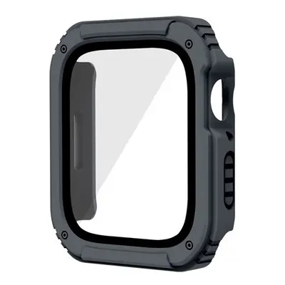 Apple Watch 4-6, SE (44 mm), Műanyag védőkeret, kijelzővédő üveggel, közepesen ütésálló, szíj né