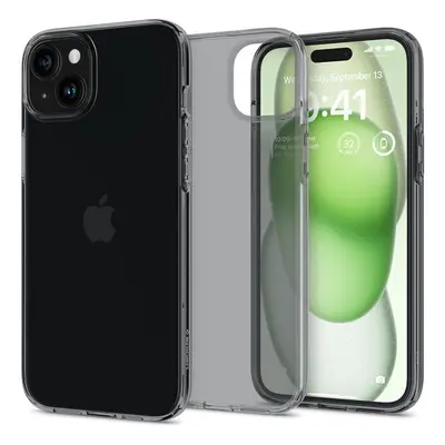 Apple iPhone 15 Plus, Szilikon tok, Spigen Crystal Flex, átlátszó/sötétszürke