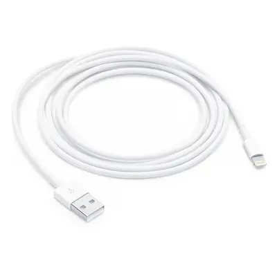 USB töltő- és adatkábel, Lightning, 200 cm, 2400 mA, Apple, fehér, gyári