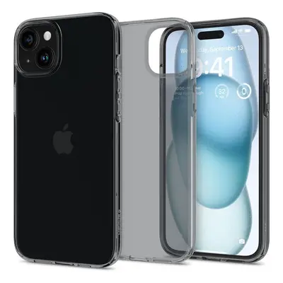 Apple iPhone 15, Szilikon tok, Spigen Crystal Flex, átlátszó/sötétszürke