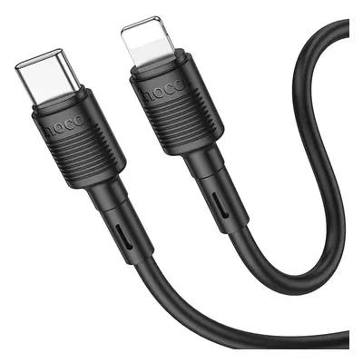 USB Type-C töltő- és adatkábel, Lightning, 100cm, 20W, gyorstöltés, PD, Hoco X83 Victory, fekete