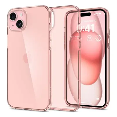 Apple iPhone 15 Plus, Szilikon tok, Spigen Crystal Flex, átlátszó/vörösarany