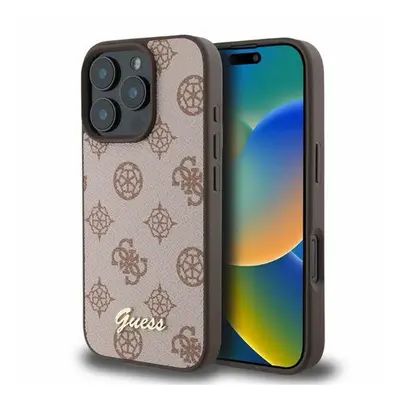 Guess Peony Script Apple iPhone 16 Pro MagSafe kompatibilis hátlap tok, barna