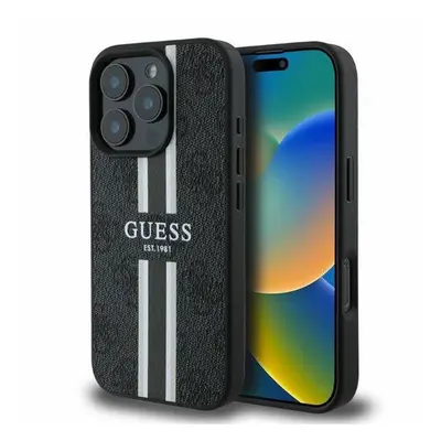 Guess 4G Printed Stripes MagSafe Apple iPhone 16 Pro Max hátlap tok, fekete