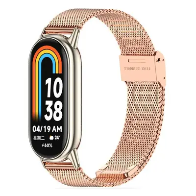 Xiaomi Mi Smart Band 8 / 9, fém pótszíj, milánói stílus, TP MilaneseBand, vörösarany