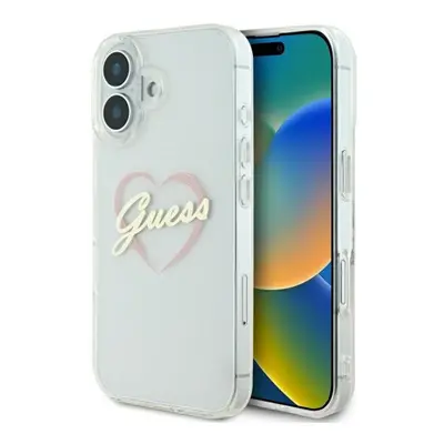 Guess IML Heart iPhone 16 kemény hátlap tok, átlátszó