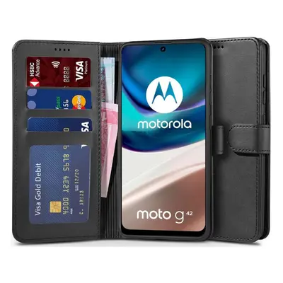 Motorola Moto G42, Oldalra nyíló tok, stand, mágnes csattal, TP Wallett, fekete