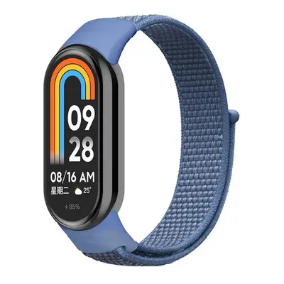 Xiaomi Mi Smart Band 8, textíl pótszíj, nylon, tépőzáras, állítható, légáteresztő, kék