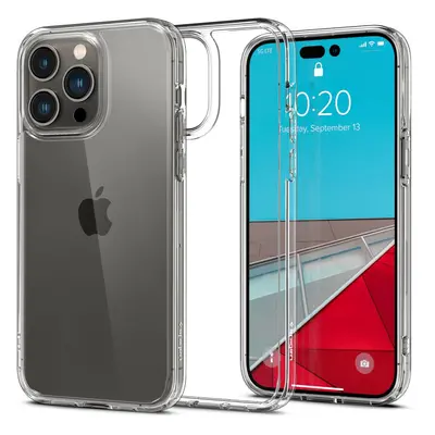 Apple iPhone 14 Pro, Műanyag hátlap védőtok + szilikon keret, Spigen Ultra Hybrid, átlátszó