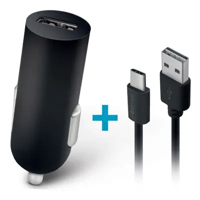 Autós töltő, Szivargyújtós töltő, 5V / 1A, 1 x USB aljzat, USB Type-C kábellel, Forever, fekete,