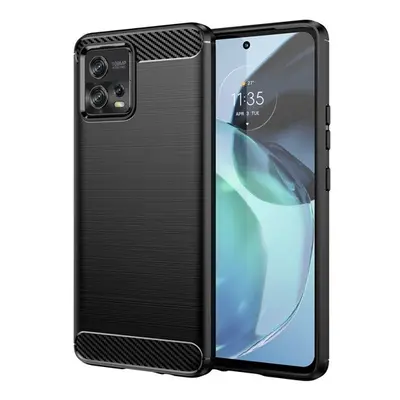 Motorola Moto G72, Szilikon tok, közepesen ütésálló, szálcsiszolt, karbon minta, fekete